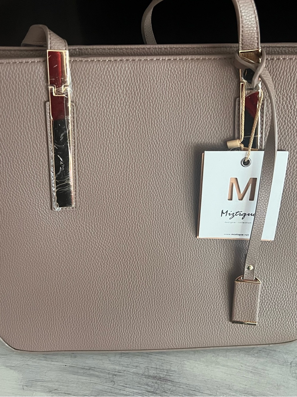 Miztique Mauve Blush Tote with Gold Hardware